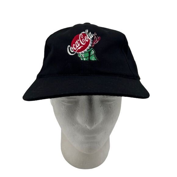 Vintage Coca Cola Hat Mens Strapback Black Embroidered Logo Headshots KC Caps - Picture 1 of 10